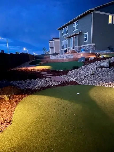 Artificial turf installation in Lafayette backyard