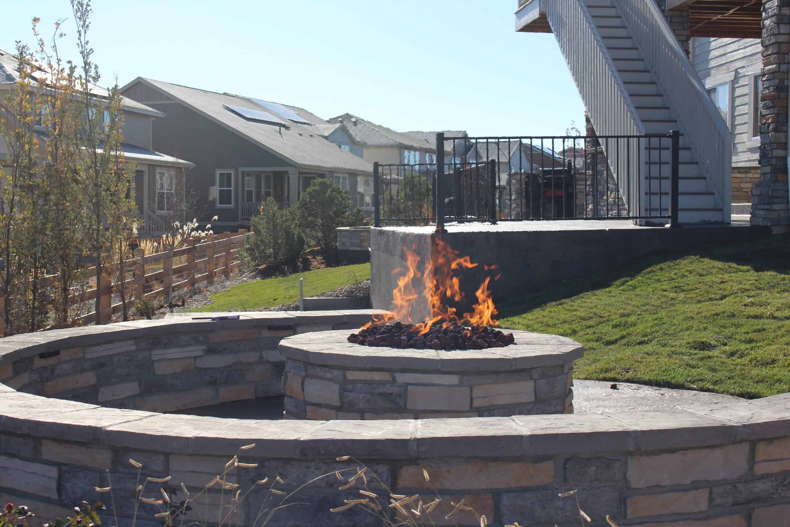 Stamped concrete patio designed for Colorado climate by FRSR