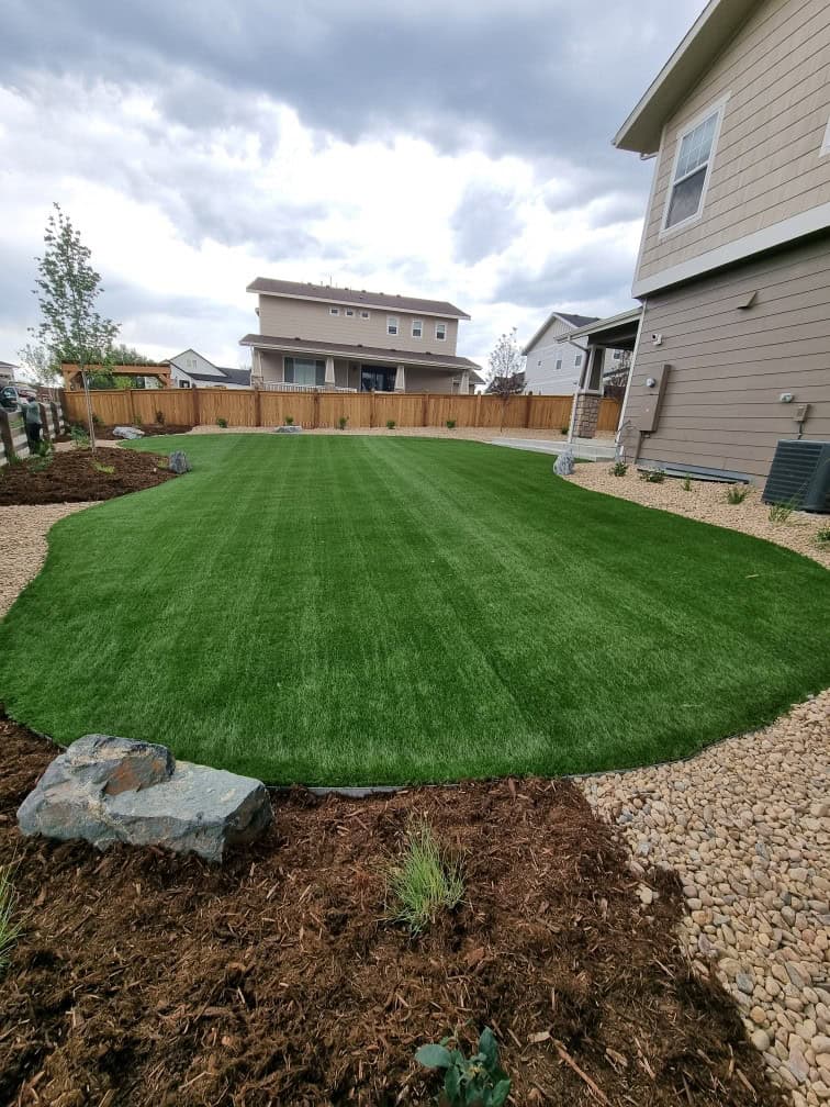 FRSR landscape project with planting, mulch and stone—Colorado-built durability