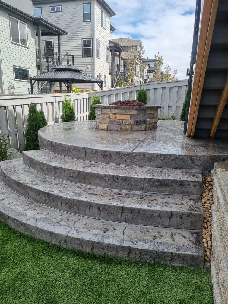 Covered patio with roof cover and seating
