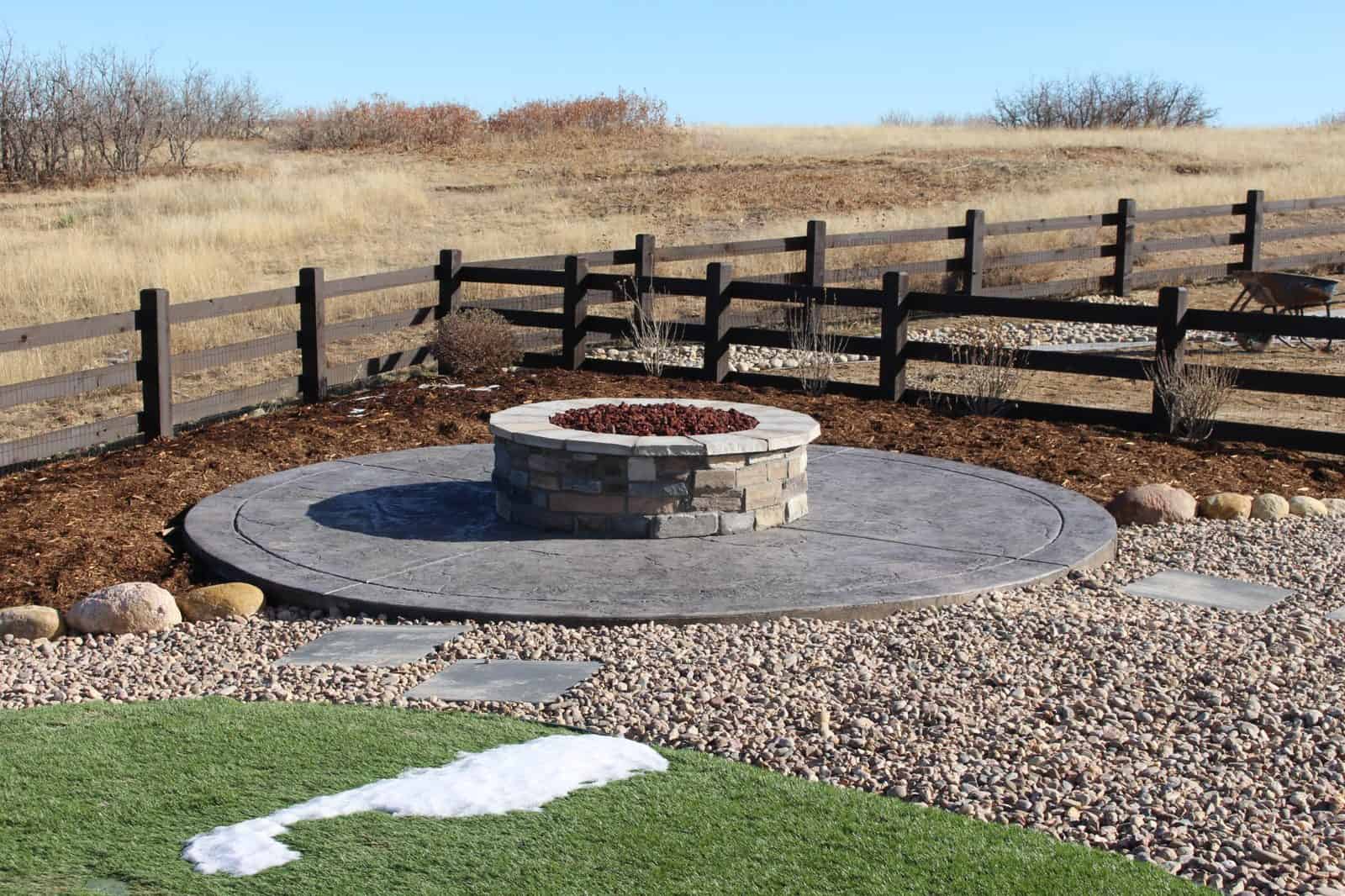 Firepit and patio area in Castle Rock outdoor living project