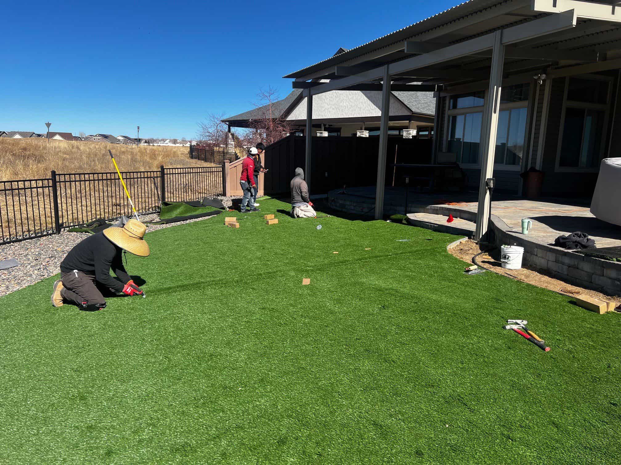 Artificial turf installed in a Colorado residential yard