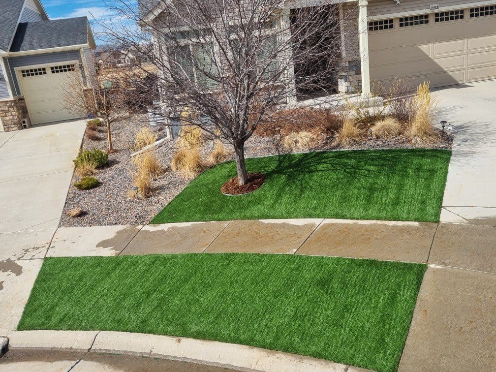 Artificial turf backyard installation completed by FRSR in Green Valley Ranch Colorado