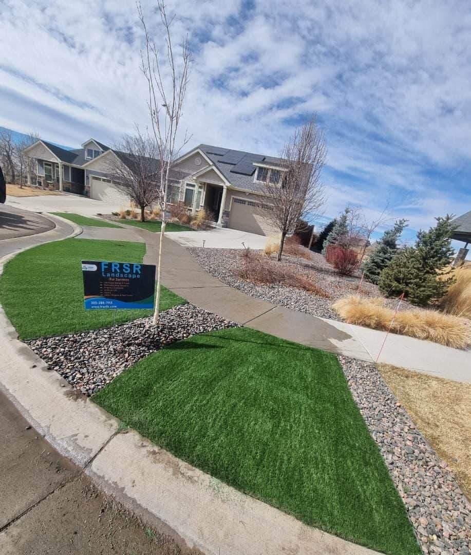 FRSR artificial turf lawn replacement with modern curb appeal