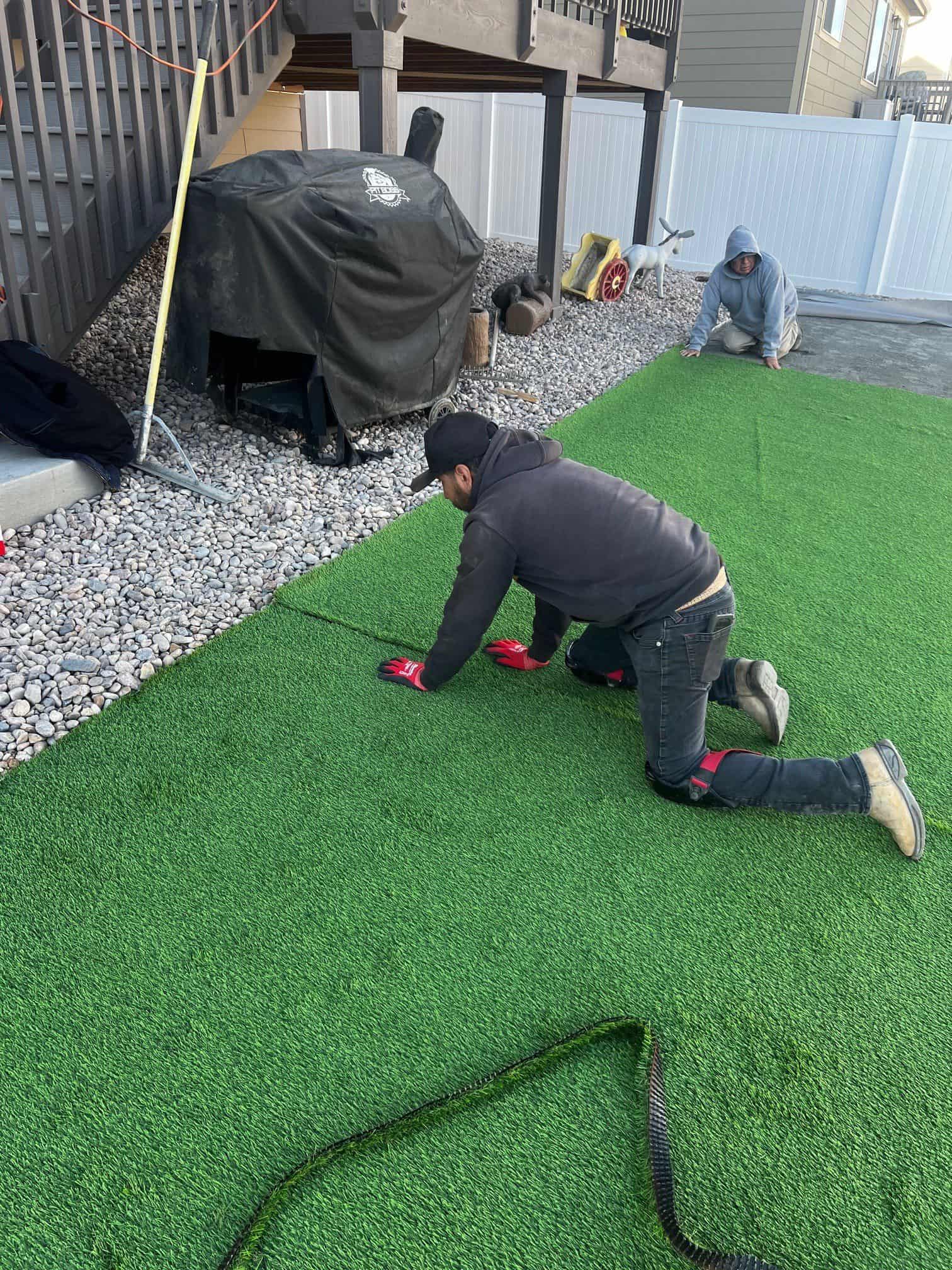 Finished Colorado backyard with artificial turf installed by FRSR