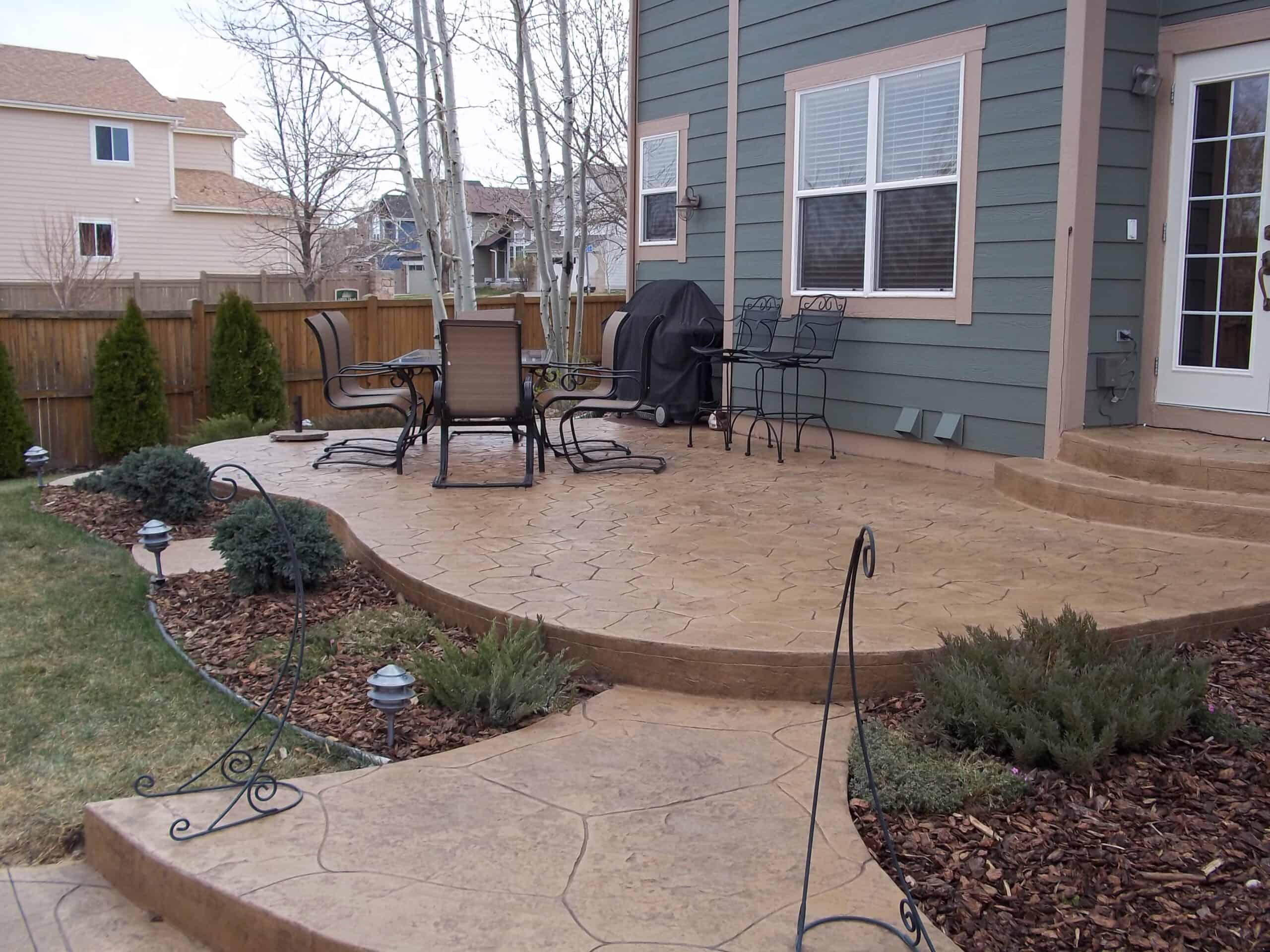 Gomez Project in Castle Rock Colorado stamped concrete patio and ColoradoScaping by FRSR