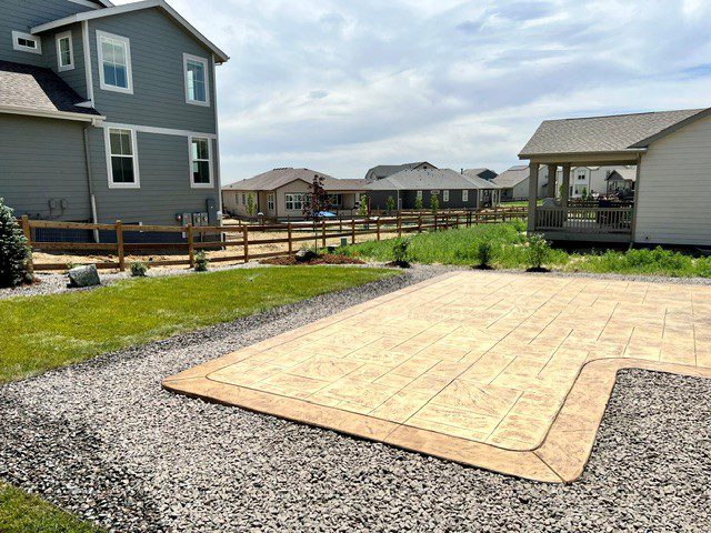 Stamped concrete and landscape construction project in Firestone Colorado